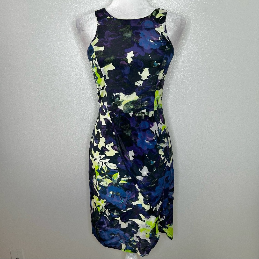 Kelli & Talulah Womens Multicolor Floral 100% Silk Sleeveless Sheath Dress Sz S